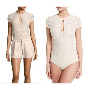 Alice + Olivia Marita Lace Cap Sleeve Bodysuit XL - NWT